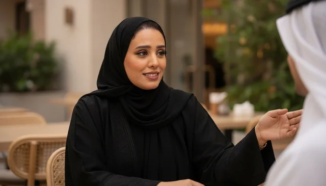 Saudi Couple Talking in Traditional Clothing