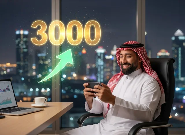 رجل أعمال سعودي في مكتب حديث ليلاً