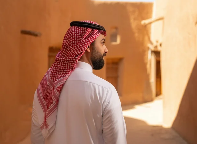 Saudi Man in Traditional Dress at Heritage Village