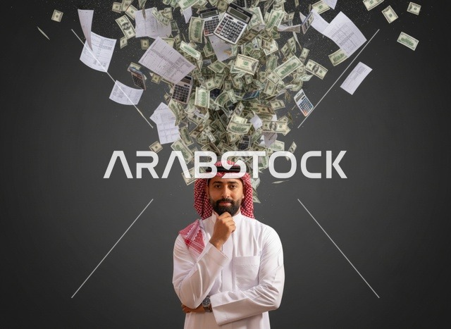 رجل سعودي مع أموال متطايرة ومستندات مالية