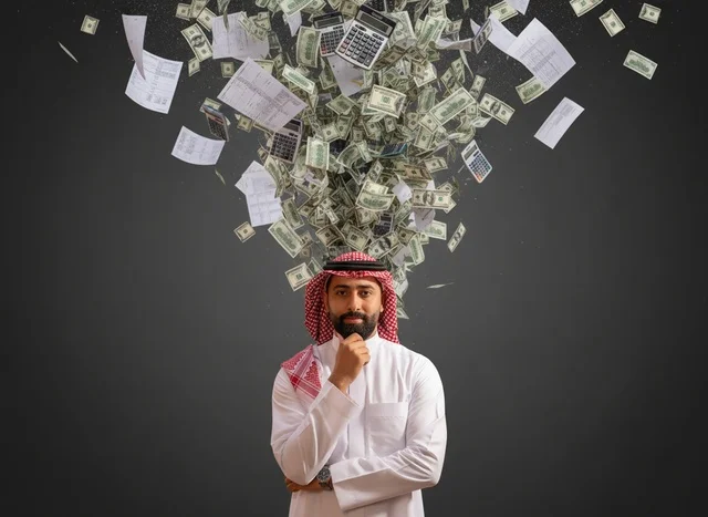 رجل سعودي مع أموال متطايرة ومستندات مالية