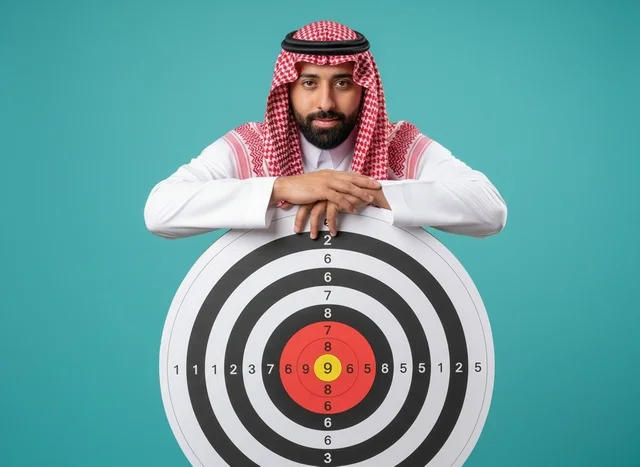 Saudi Man with Target Board for Business Success