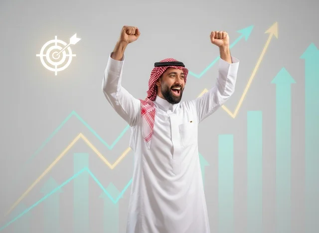 Saudi Man Celebrating Financial Growth and Success