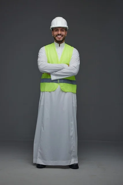 Saudi Engineer in Hard Hat and Safety Vest Portrait