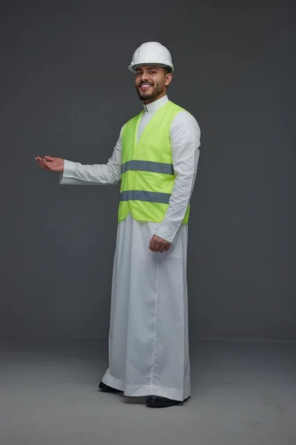 Saudi Engineer in Safety Vest and Hard Hat