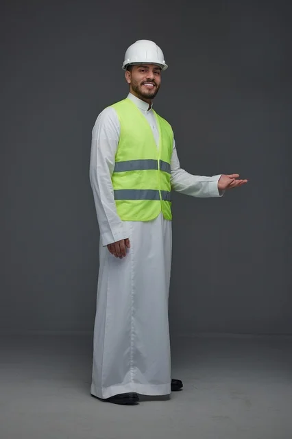 Saudi Male Engineer in Safety Vest and Hard Hat