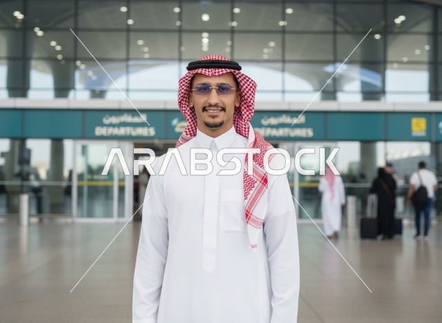 رجل سعودي في صالة المغادرين بمطار الملك خالد