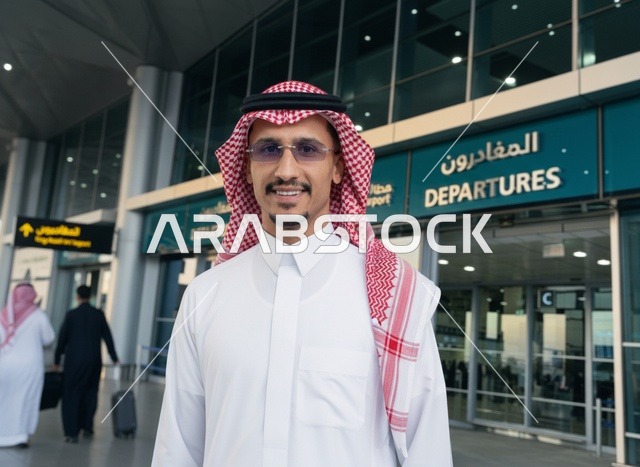 رجل سعودي في صالة المغادرين بمطار الملك خالد