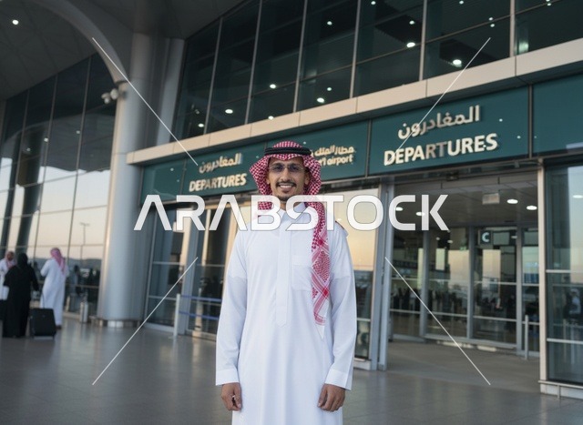 رجل سعودي في صالة المغادرون بمطار الملك خالد الدولي