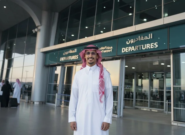 Saudi Man at King Khalid Airport Departures Terminal