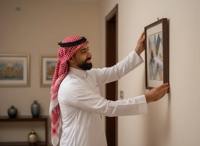 رجل  مرتدي الثوب السعودي الأبيض مع الشماغ الأحمر والعقال