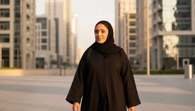 A Saudi woman in an urban area
