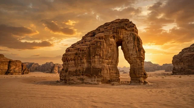 Elephant Rock AlUla Saudi Arabia Desert Sunset