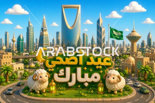 Eid al-Adha Greeting Riyadh Saudi Arabia Skyline