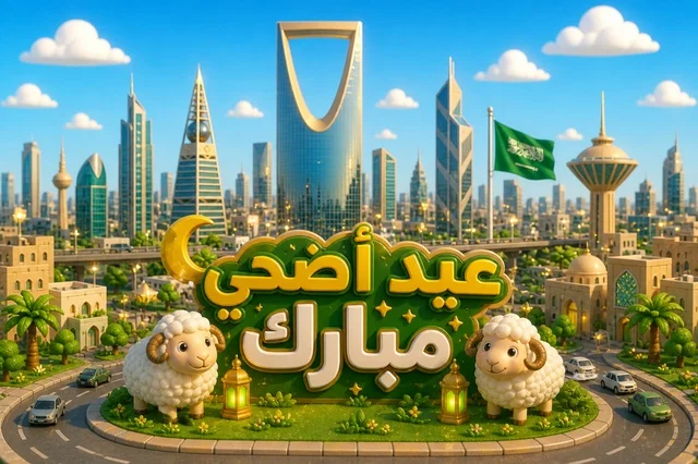 Eid al-Adha Greeting Riyadh Saudi Arabia Skyline
