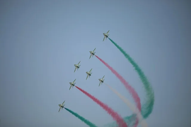 Saudi National Day Air Show with Colored Smoke Trails