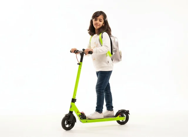 Saudi Girl with Electric Scooter and Backpack