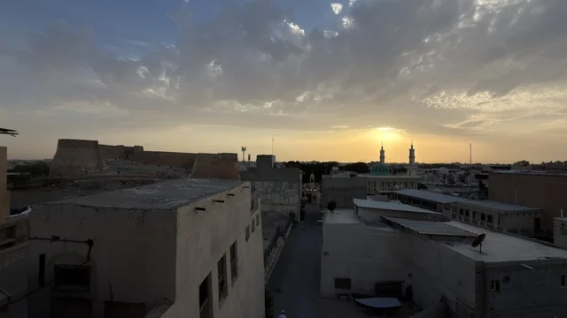 قلعة تاروت القطيف منظر جوي وقت الغروب