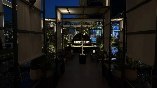 Outdoor Restaurant Seating at Seafront Al Qatif Night