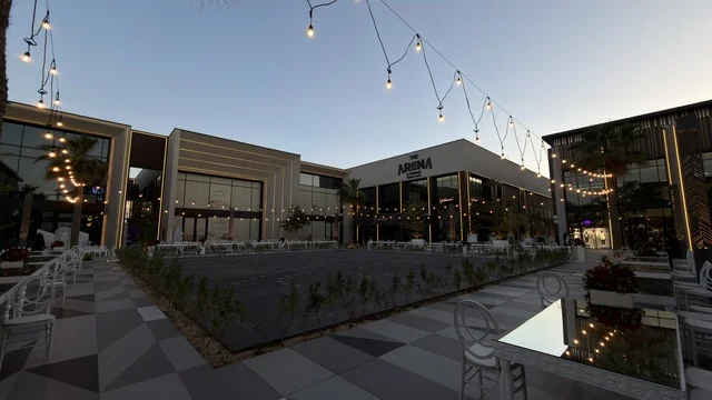 Seafront Qatif Commercial Plaza with Evening String Lights