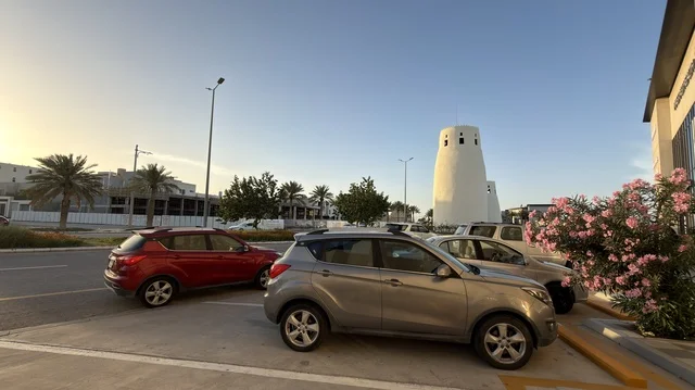 Al Qatif Seafront Watchtower and Parking at Sunset