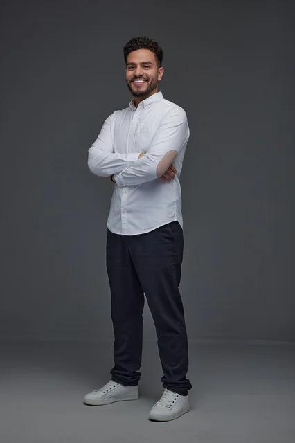 Saudi Man in Casual Modern Clothes Studio Portrait