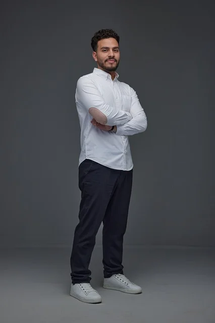 Saudi Man in Modern Casual Clothing Studio Portrait