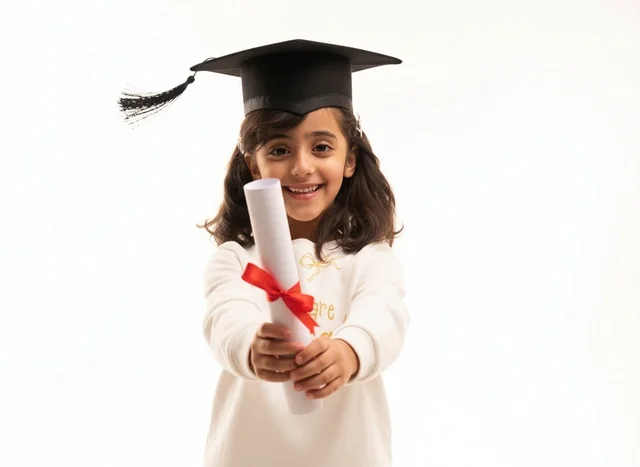 Young Saudi Girl with Graduation Cap and Diploma