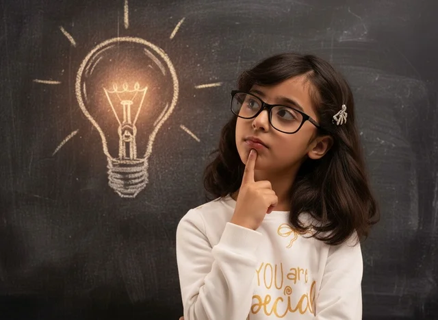 Arab Student Thinking Near Blackboard Idea