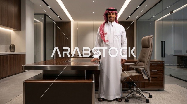 رجل سعودي يعرض أثاث فاخر في معرض حديث