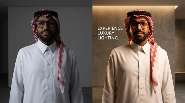 رجل سعودي بالزي التقليدي في مقارنة إضاءة