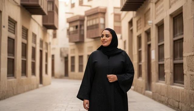Saudi Woman in Black Abaya in Jeddah Al-Balad Saudi Woman in Black Abaya in Jeddah Al-Balad