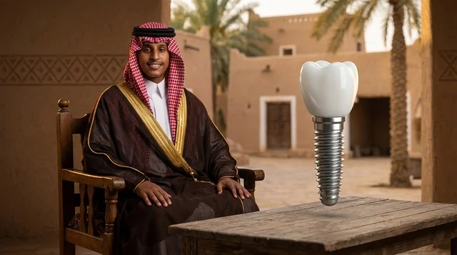 Saudi Man with Dental Implant in Heritage Village