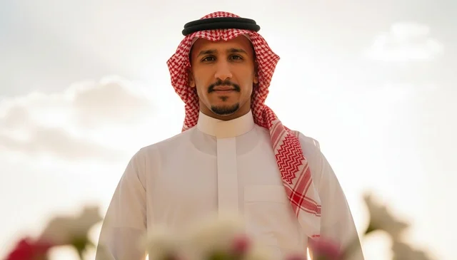 Saudi Man in Traditional Dress Outdoors