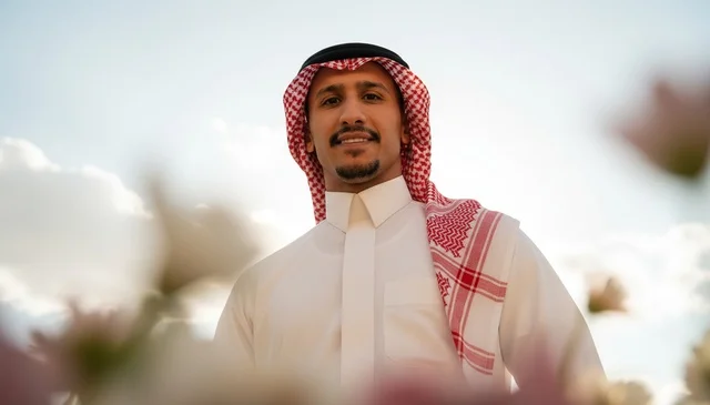 Saudi Man in Traditional Clothing Outdoors