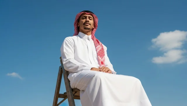 Saudi Man in Traditional Thobe and Shemagh Outdoors