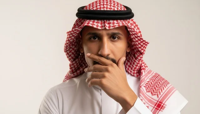 Saudi Man in Traditional Shemagh and Thobe Portrait