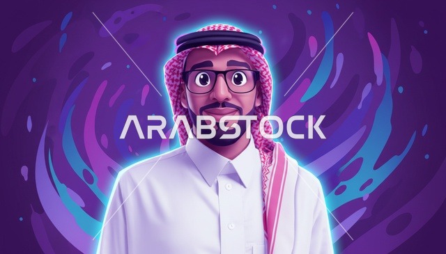 رجل سعودي في رسم توضيحي ثلاثي الأبعاد بالزي التقليدي