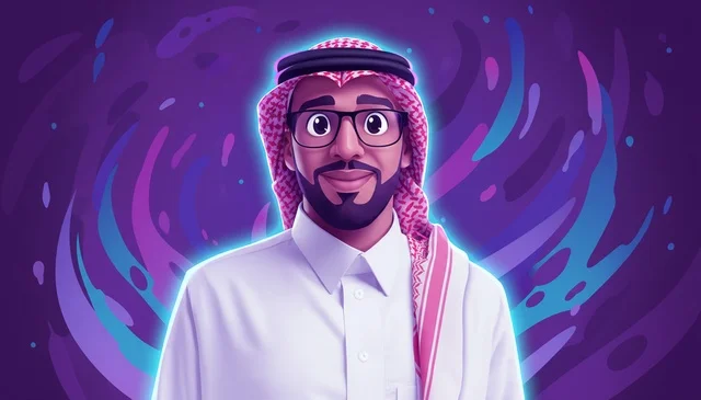 رجل سعودي في رسم توضيحي ثلاثي الأبعاد بالزي التقليدي