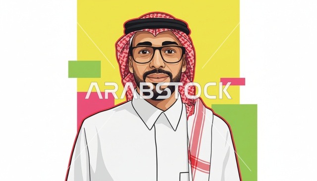 رسم توضيحي لرجل سعودي بالزي التقليدي