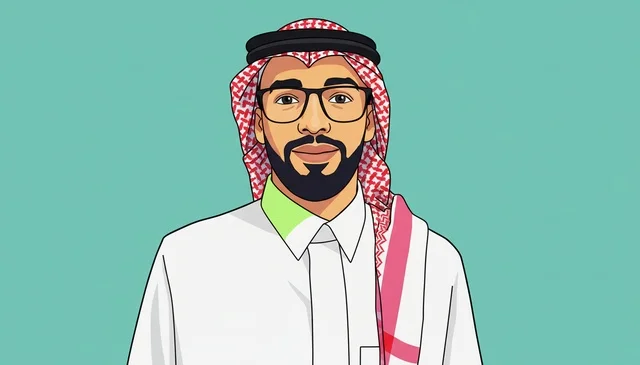 Saudi Man Illustration in Traditional Dress