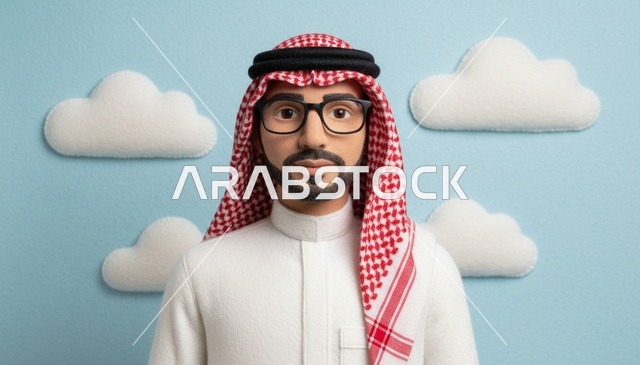 رجل سعودي ثلاثي الأبعاد بالزي الوطني التقليدي