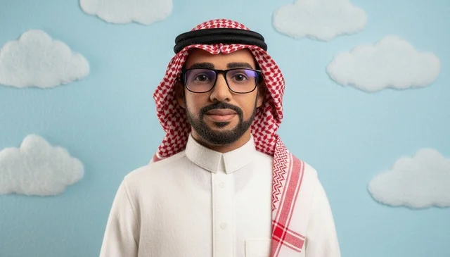 رجل سعودي بالزي التقليدي والنظارات