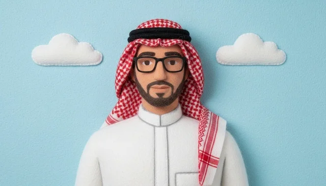 Saudi Man 3D Character Illustration with Traditional Thobe
