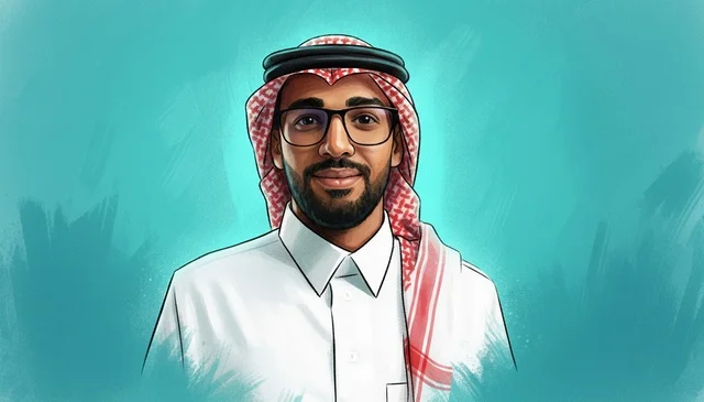 Saudi Man in Traditional Attire Digital Illustration