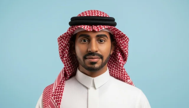 Saudi Man in Traditional Thobe and Shemagh Portrait