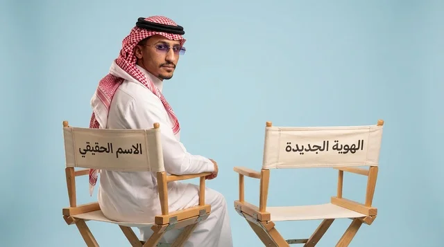 رجل سعودي باللباس التقليدي على كرسي مخرج