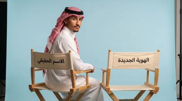 رجل سعودي على كرسي المخرج في استوديو تصوير