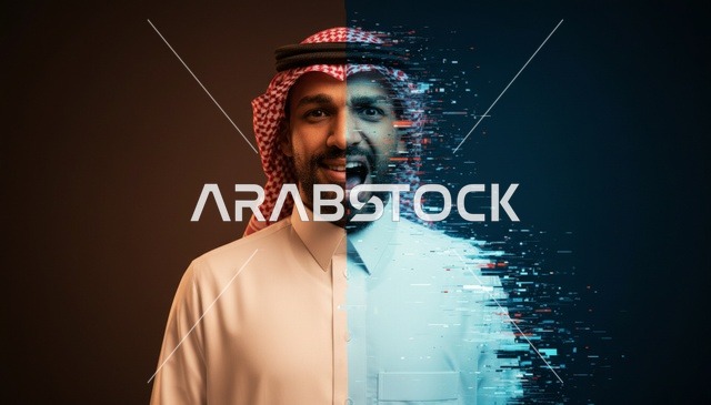 رجل سعودي بتأثير خلل رقمي وتعبير مزدوج