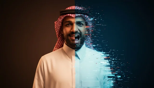 رجل سعودي بتأثير خلل رقمي وتعبير مزدوج